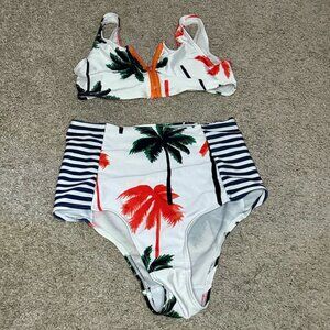 High-Waisted Palm Tree Bikini